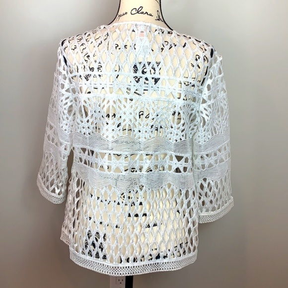 Chico’s Travelers Collection Foiled Open-Weave Jacket - Picture 4 of 7